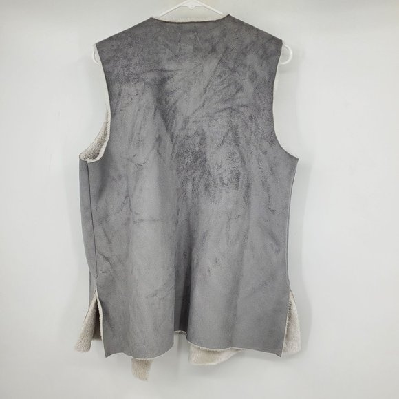 Ruby Rd Grey Faux Suede Women's Open Front Vest Size Medium - Picture 2 of 8